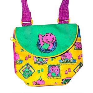 Barney the Dinosaur Child's Purse w/ Flap & Shoulder Strap 1992 Vintage GUC